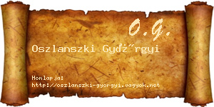 Oszlanszki Györgyi névjegykártya